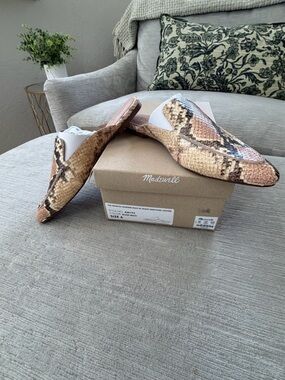 Madewell The Frances Skimmer Mule Snake Embossed Leather | Blush Multi NIB SZ6